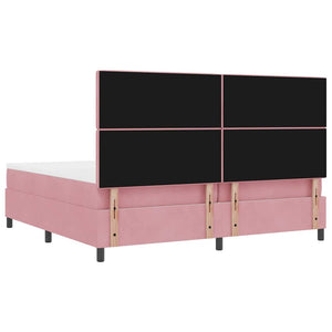 vidaXL LED Box Spring Bed with Mattress Pink 200 x 200 cm Velvet