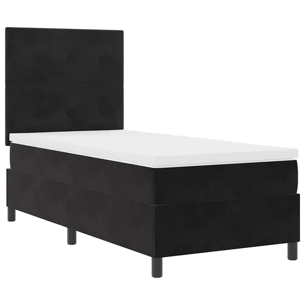 vidaXL LED Box Spring Bed with Mattress Black 80 x 200 cm Velvet