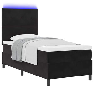 vidaXL LED Box Spring Bed with Mattress Black 80 x 200 cm Velvet
