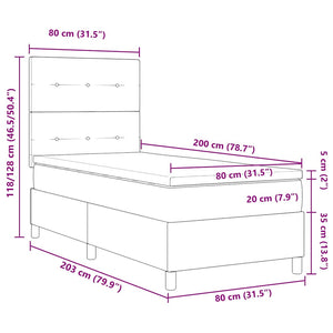 vidaXL LED Box Spring Bed with Mattress Black 80 x 200 cm Velvet