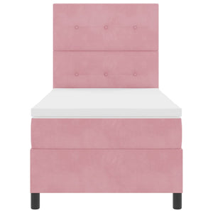 vidaXL LED Box Spring Bed with Mattress Pink 80 x 200 cm Velvet