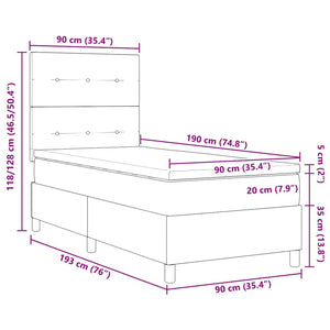 vidaXL LED Box Spring Bed with Mattress Black 90 x 190 cm Velvet