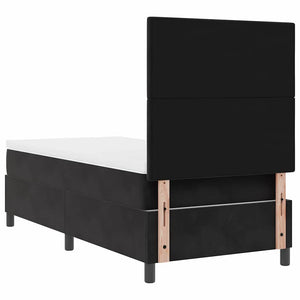 vidaXL LED Box Spring Bed with Mattress Black 90 x 200 cm Velvet