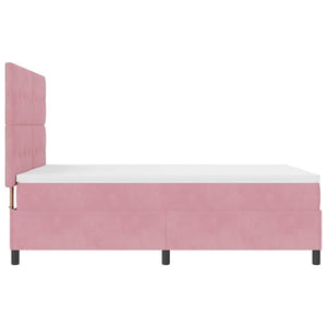 vidaXL LED Box Spring Bed with Mattress Pink 140 x 190 cm Velvet