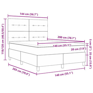 vidaXL LED Box Spring Bed with Mattress Pink 140 x 200 cm Velvet