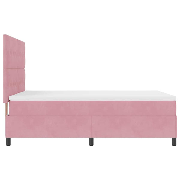 vidaXL LED Box Spring Bed with Mattress Pink 160 x 200 cm Velvet