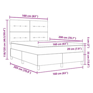 vidaXL LED Box Spring Bed with Mattress Pink 160 x 200 cm Velvet