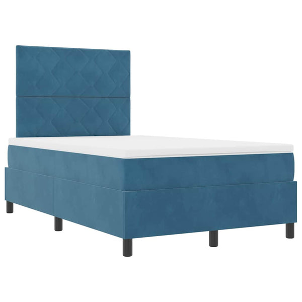 vidaXL LED Box Spring Bed with Headboard Dark Blue 120 x 200 cm Velvet