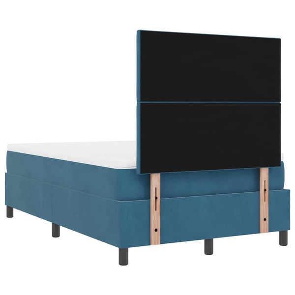vidaXL LED Box Spring Bed with Headboard Dark Blue 120 x 200 cm Velvet