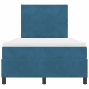 vidaXL LED Box Spring Bed with Headboard Dark Blue 120 x 200 cm Velvet