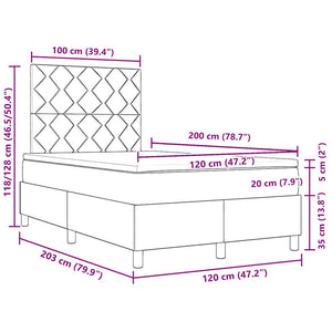 vidaXL LED Box Spring Bed with Headboard Dark Blue 120 x 200 cm Velvet