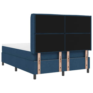 vidaXL LED Box Spring Bed with Headboard Blue 140 x 190 cm Fabric