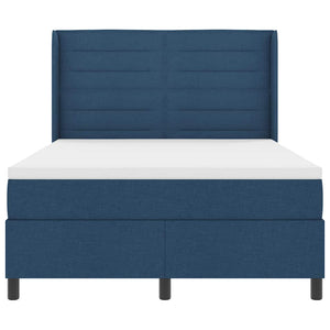 vidaXL LED Box Spring Bed with Headboard Blue 140 x 190 cm Fabric