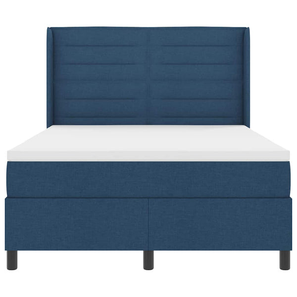 vidaXL LED Box Spring Bed with Headboard Blue 140 x 190 cm Fabric