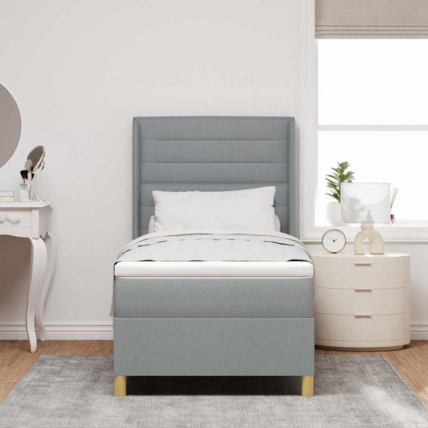 vidaXL Box Spring Bed with LED Light Strips Light Gray 80 x 200 cm Fabric
