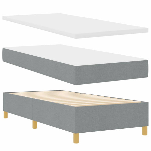 vidaXL Box Spring Bed with LED Light Strips Light Gray 80 x 200 cm Fabric