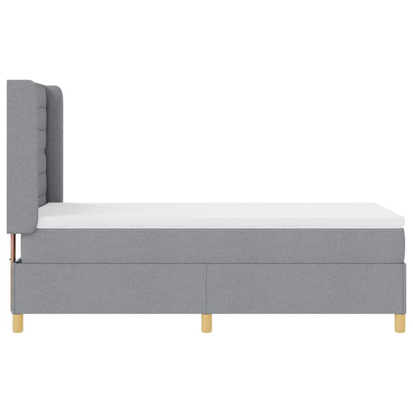 vidaXL Box Spring Bed with LED Light Strips Light Gray 80 x 200 cm Fabric