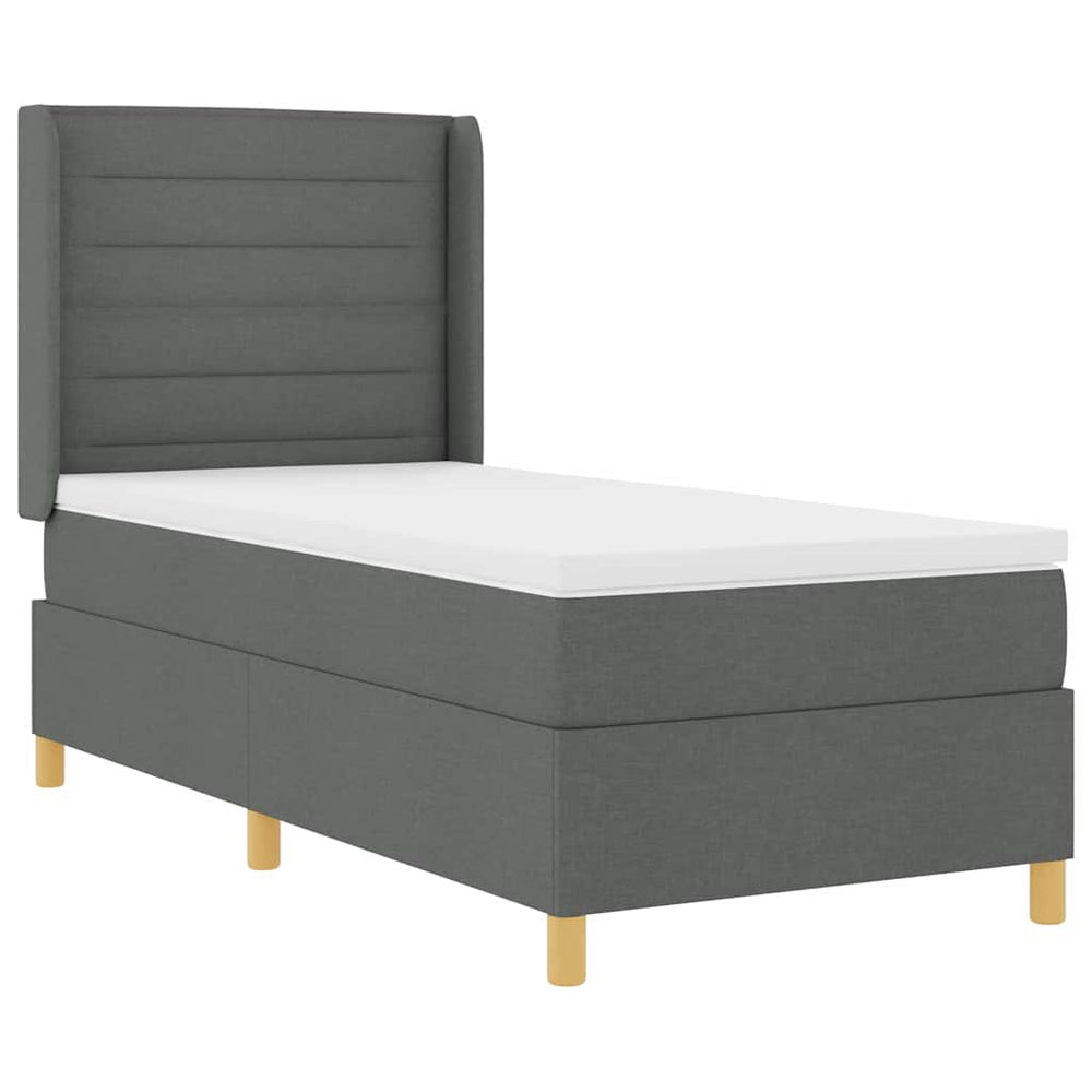 vidaXL Fabric Box Spring Bed with LED Strips Grey 80 x 200 cm