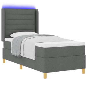 vidaXL Fabric Box Spring Bed with LED Strips Grey 80 x 200 cm