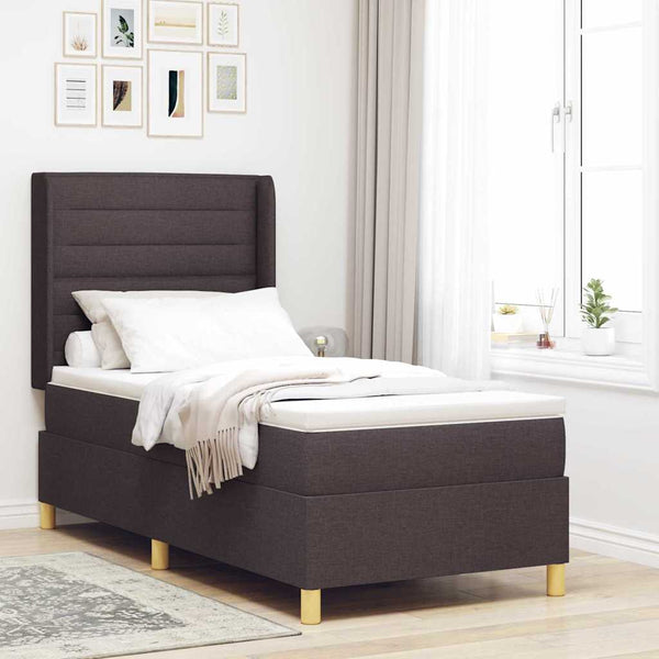 vidaXL Fabric Box Spring Bed with LED Light Strips Brown 80 x 200 cm
