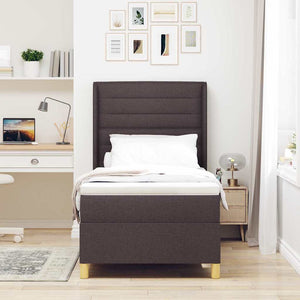 vidaXL Fabric Box Spring Bed with LED Light Strips Brown 80 x 200 cm