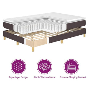 vidaXL Fabric Box Spring Bed with LED Light Strips Brown 80 x 200 cm