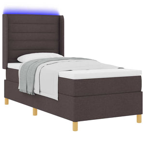 vidaXL Fabric Box Spring Bed with LED Light Strips Brown 80 x 200 cm