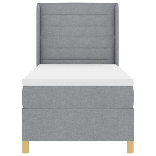 vidaXL Box Spring Bed with LED Strip Lights Light Grey 90 x 190 cm Fabric
