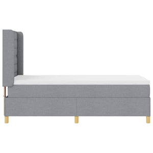 vidaXL Box Spring Bed with LED Strip Lights Light Grey 90 x 190 cm Fabric