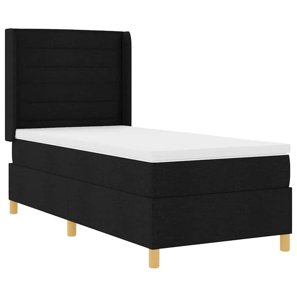 vidaXL Fabric Box Spring Bed with LED Strips Black 90 x 190 cm