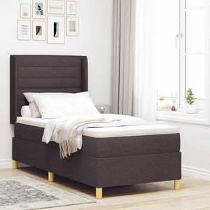 vidaXL Fabric Box Spring Bed with LED Strips Brown 90 x 190 cm
