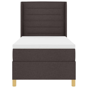 vidaXL Fabric Box Spring Bed with LED Strips Brown 90 x 190 cm