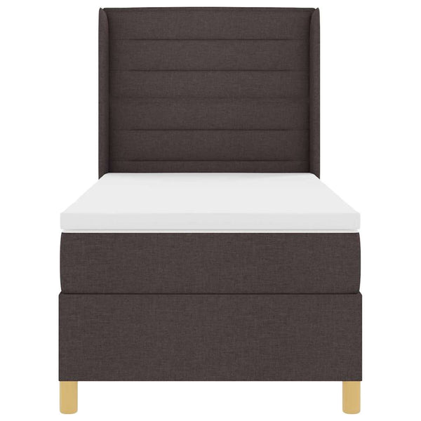 vidaXL Fabric Box Spring Bed with LED Strips Brown 90 x 190 cm