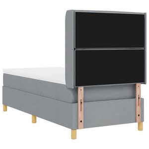 vidaXL Box Spring Bed with LED Light Strips Light Gray 90 x 200 cm Fabric