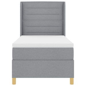 vidaXL Box Spring Bed with LED Light Strips Light Gray 90 x 200 cm Fabric