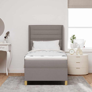 vidaXL Box Spring Bed with LED Light Strips Taupe 90 x 200 cm Fabric