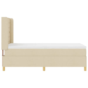 vidaXL Box Spring Bed with LED Light Strips Cream 90 x 200 cm Fabric
