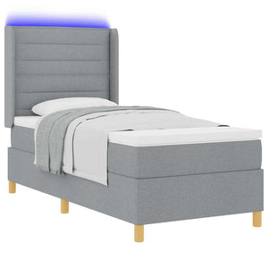 vidaXL Box Spring Bed with LED Strip Lights Light Grey 100 x 200 cm Fabric