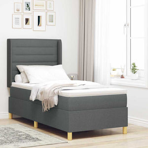vidaXL Box Spring Bed with LED Strip Lights Grey 100 x 200 cm Fabric