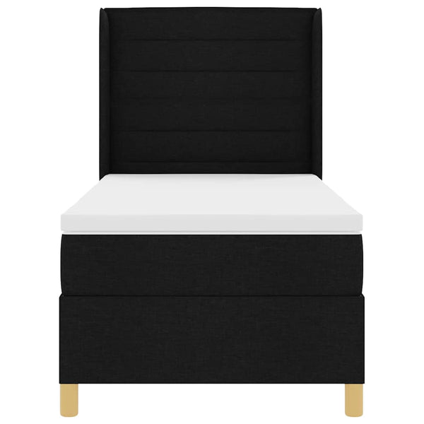 vidaXL Box Spring Bed with LED Light Strips Black 100 x 200 cm Fabric