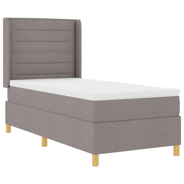 vidaXL Box Spring Bed with LED Light Strips Taupe 100 x 200 cm Fabric