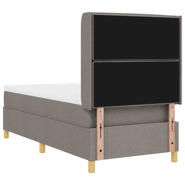vidaXL Box Spring Bed with LED Light Strips Taupe 100 x 200 cm Fabric