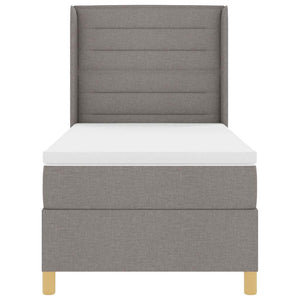 vidaXL Box Spring Bed with LED Light Strips Taupe 100 x 200 cm Fabric