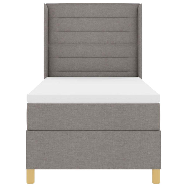vidaXL Box Spring Bed with LED Light Strips Taupe 100 x 200 cm Fabric