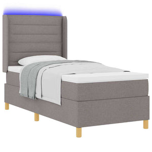 vidaXL Box Spring Bed with LED Light Strips Taupe 100 x 200 cm Fabric
