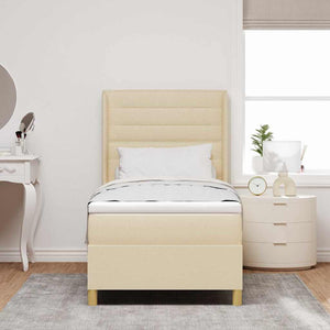 vidaXL Box Spring Bed with LED Strip Lights Cream 100 x 200 cm Fabric
