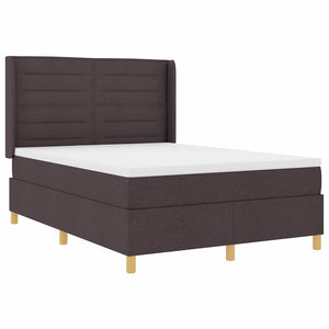 vidaXL Fabric Box Spring Bed with LED Strips Brown 140 x 190 cm