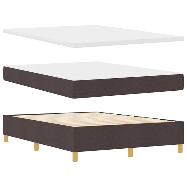 vidaXL Fabric Box Spring Bed with LED Strips Brown 140 x 190 cm
