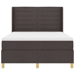vidaXL Fabric Box Spring Bed with LED Strips Brown 140 x 190 cm
