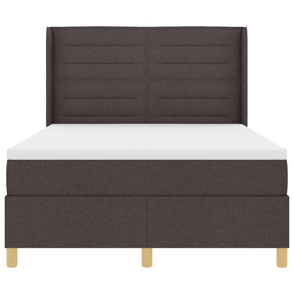 vidaXL Fabric Box Spring Bed with LED Strips Brown 140 x 190 cm